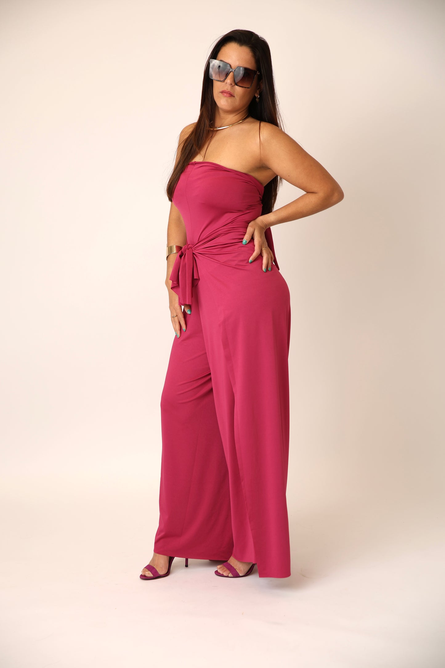 Fuchsia Pink 5-Way Convertible Jumpsuit