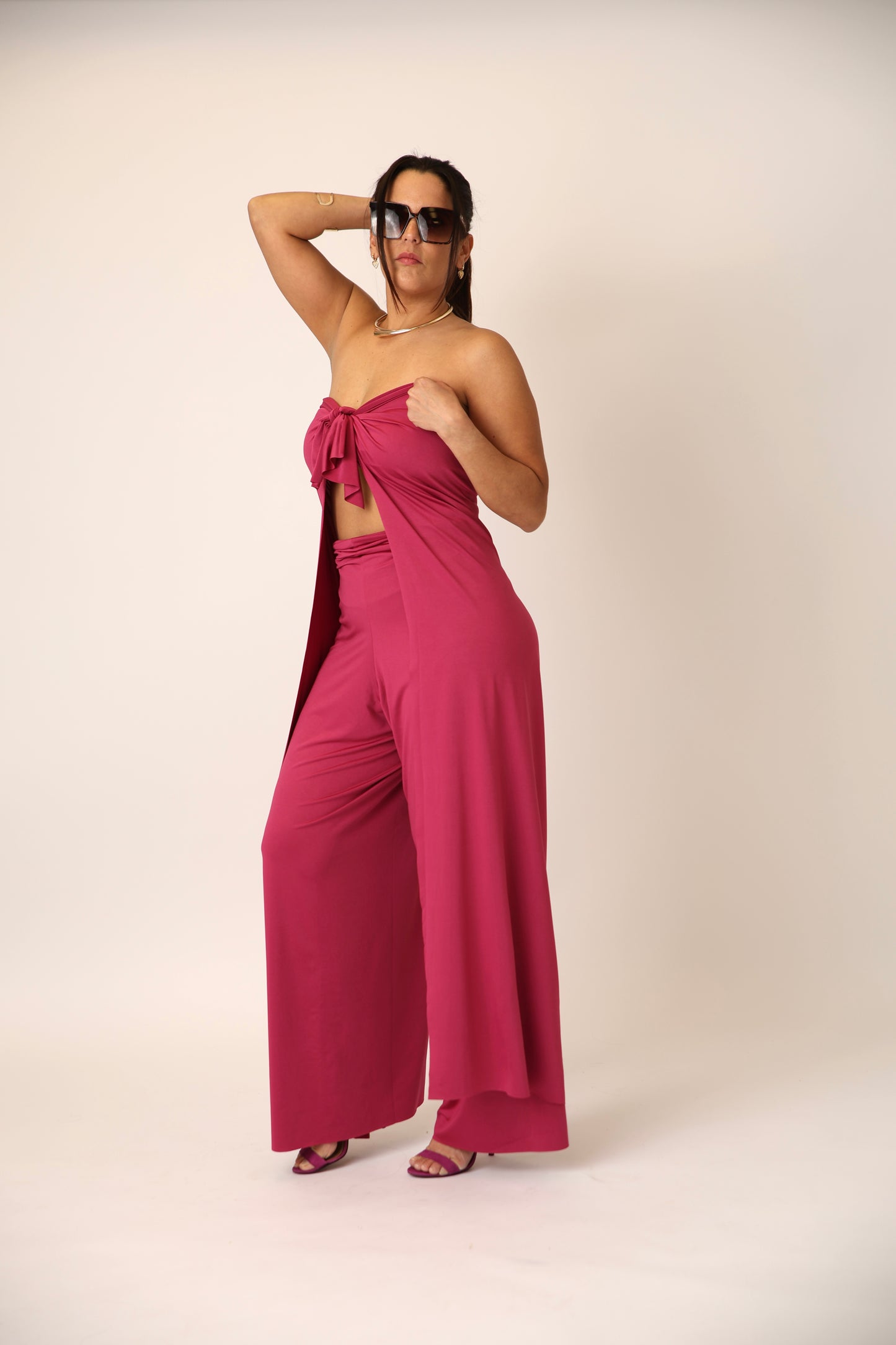 Fuchsia Pink 5-Way Convertible Jumpsuit