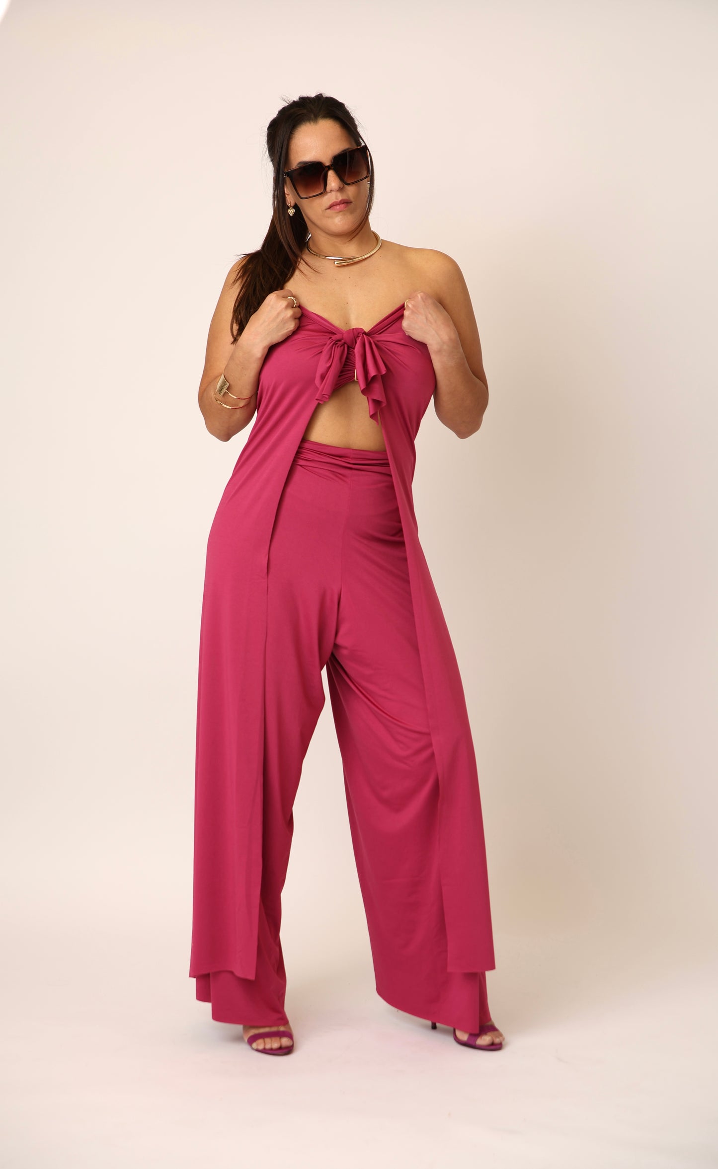 Fuchsia Pink 5-Way Convertible Jumpsuit